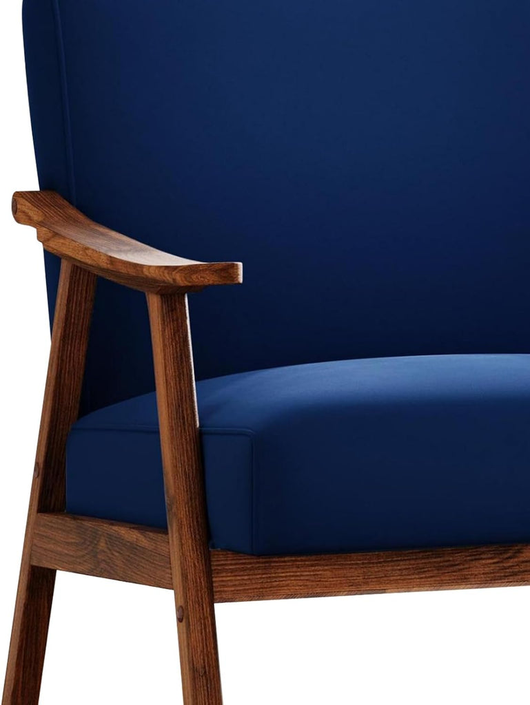 Mid Century Accent Chair, Boho Farmhouse Accent Chairs , Retro Single Lounge Reading Armchair with Solid Wood Frame