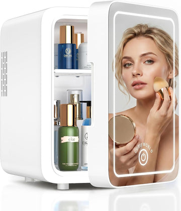 4L Mini Fridge for Skincare & Makeup - LED, Cream White