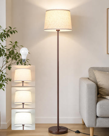 Floor Lamp for Classroom with Linen Shade 61.8" Modern Floor Lamp Foot Pedal Switch Minimalist Design for School