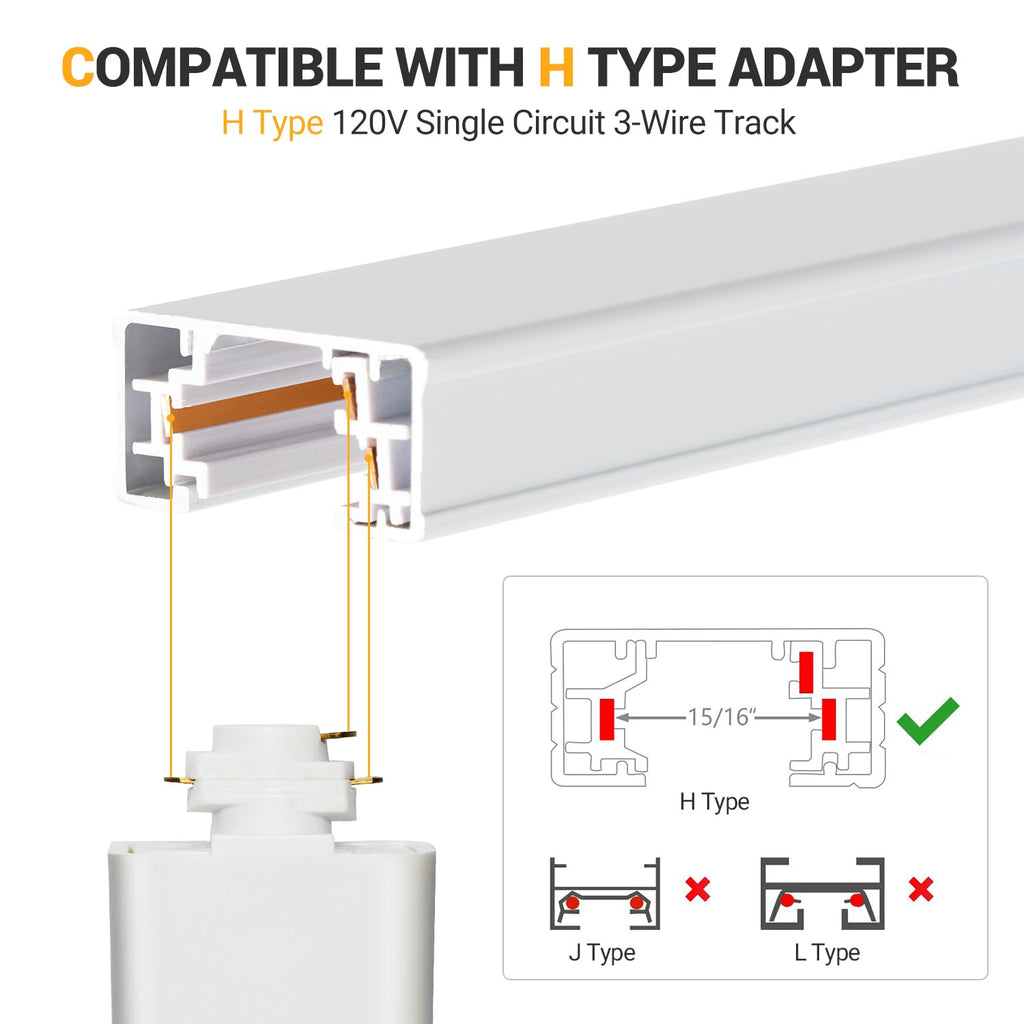 26FT H Track Lighting Rails Kit, White