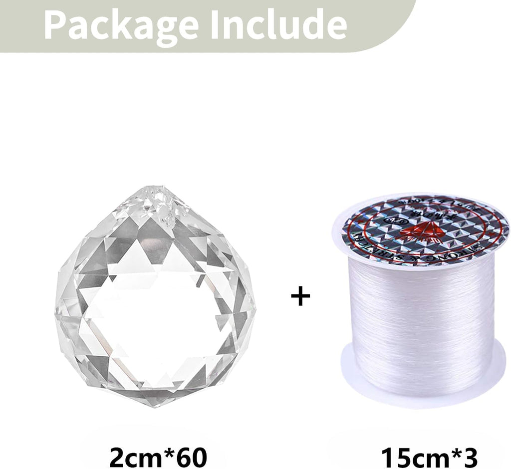 Hanging Clear Crystals Ball Prism for Suncatchers, 60 Pcs
