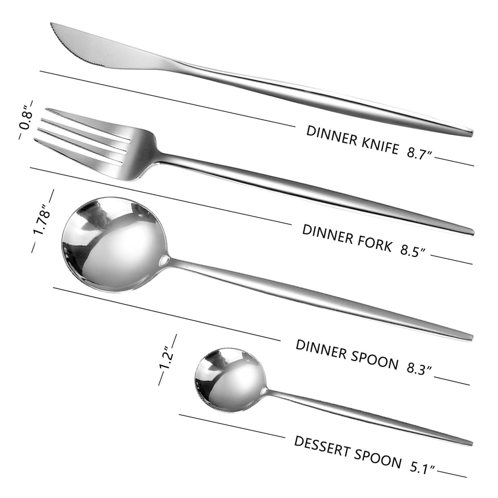 24-Piece Silverware Set, Stainless Steel Flatware Set for 6, Fork Spoon Knife Set, Home Dinnerware Tableware Set for