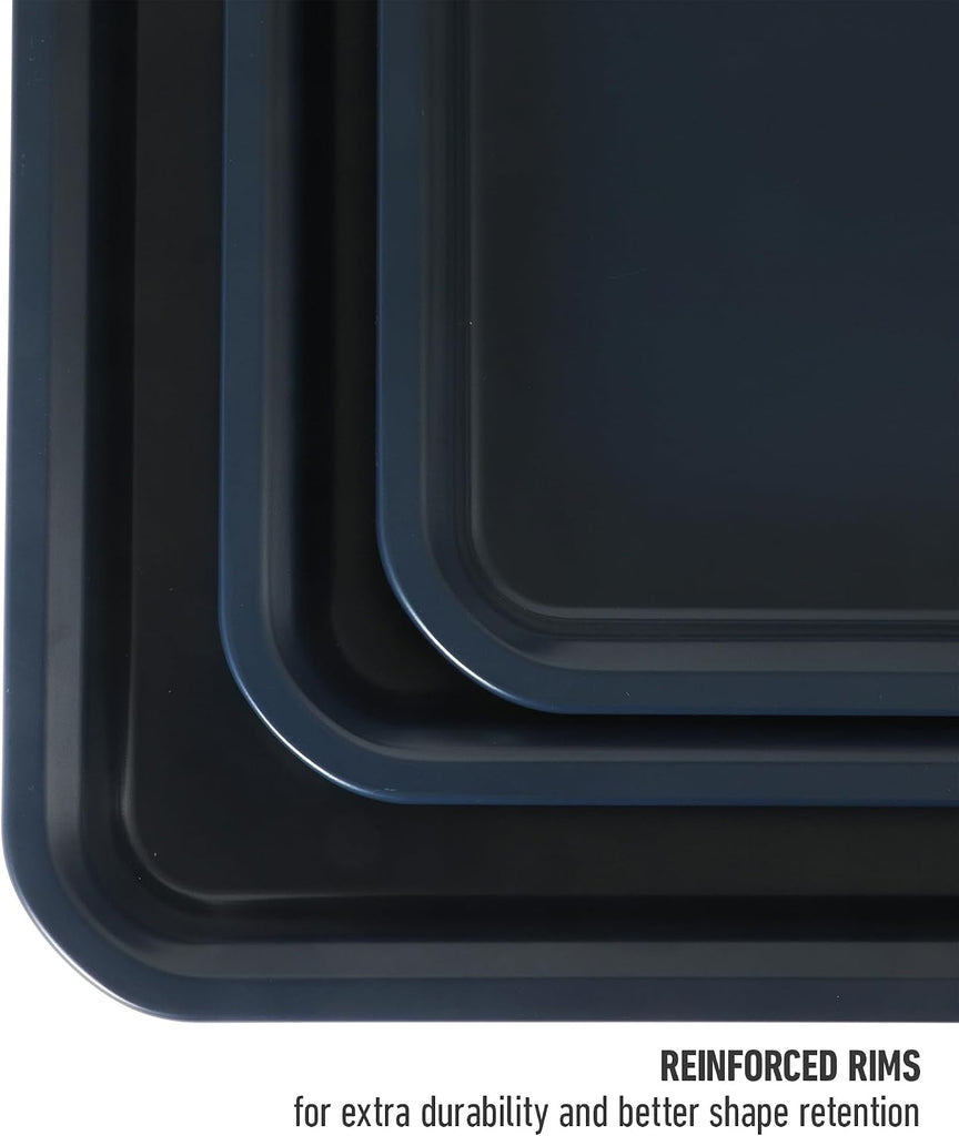 Legacy 3-Piece Cookie Sheet Set, Cookie Sheet, Metal Sheet, 3 Pieces Nonstick Sheets 18 15 13 Inch, Navy Blue