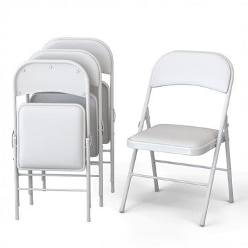 4 Pack Leather Chair | Foldable & Stackable | 350 lbs Capacity Steel Frame Seats for Indoor or Outdoor | Commercial