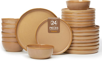 Ceramic Dinnerware Set for 4,Reactive Glaze Plates and Bowls Sets,Microwave Safe,Chip-Resistant Dish Set,Perfect for