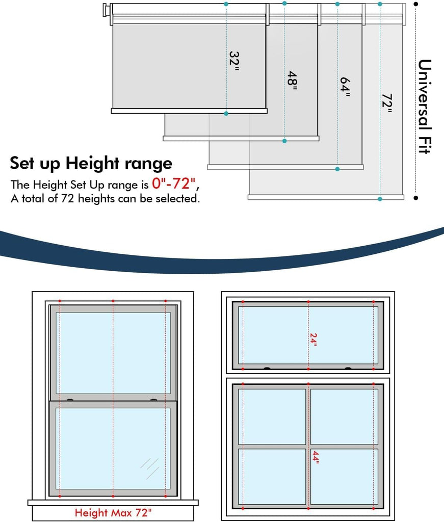 No-Drill Motorized Blinds with Remote, Blackout Roller Shades