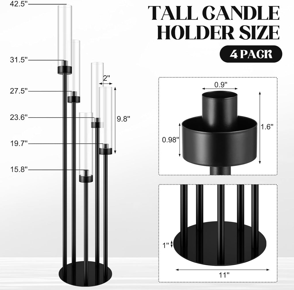 5 Arm Candelabra Centerpieces for Tables 42.5'' Tall Floor Candle Holder Metal Candlestick Stand with Acrylic