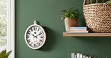 Oval Wall Clock Metal 16 inch Large Battery Operated Retro Wall Clock Old-Fashioned Antique Design Rustic Vintage