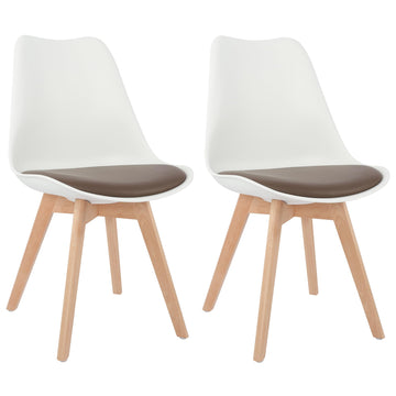 Mid Century Modern, Shell Lounge Plastic Side Chair with Soft Padded and Wooden Legs Living Room Bedroom Kitchen Set