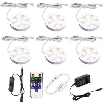 LED Under Cabinet Lighting Fixture Kitchen Under Counter Lights with Plug in and Wireless RF Remote Control, 6 Thin