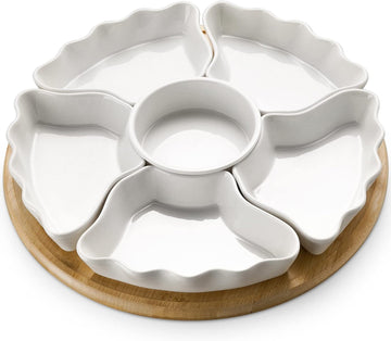 360° Rotatable Serving Tray and Platters, 12 Inch Divided Serving Bowls for Party, Kitchen Decor, Removable Serving