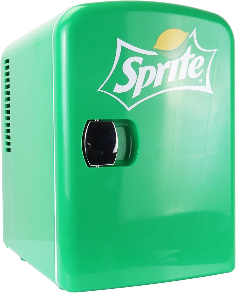 Sprite Mini Fridge 4L Portable Thermoelectric Cooler with Iconic Sprite Logo Dual Power 110V AC/12V DC for Home Office