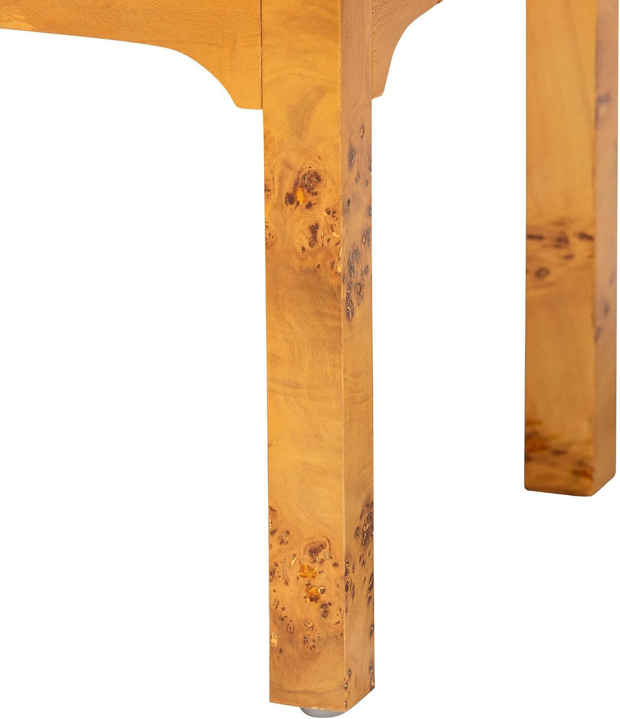 Kayla Modern and Contemporary Real Mappa Burl Wood 2-Drawer Nightstand