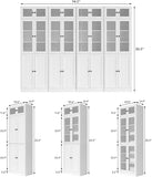 85.5" Tall Bookshelf Single Pack - Half Glass Door Design, White 7 Tier Book Shelf, Curio Cabinets with Storage