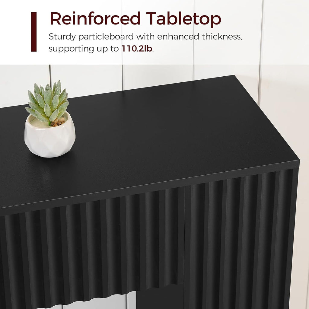 Modern Console Table, 47.2'' Black Entryway Table with Storage, Fluted Couch Table Behind Sofa, for Entrance, Foyer