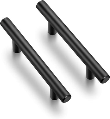4 Pack 6 inch Cabinet Pulls Matte Black Stainless Steel Kitchen Cupboard Handles Cabinet Handles 3.75” Hole Center