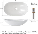 24'' X 13.8'' Large Oval Vessel Sink with Pop Up Drain,Bathroom Vessel Sinks,Bathroom Sinks Above Counter,White