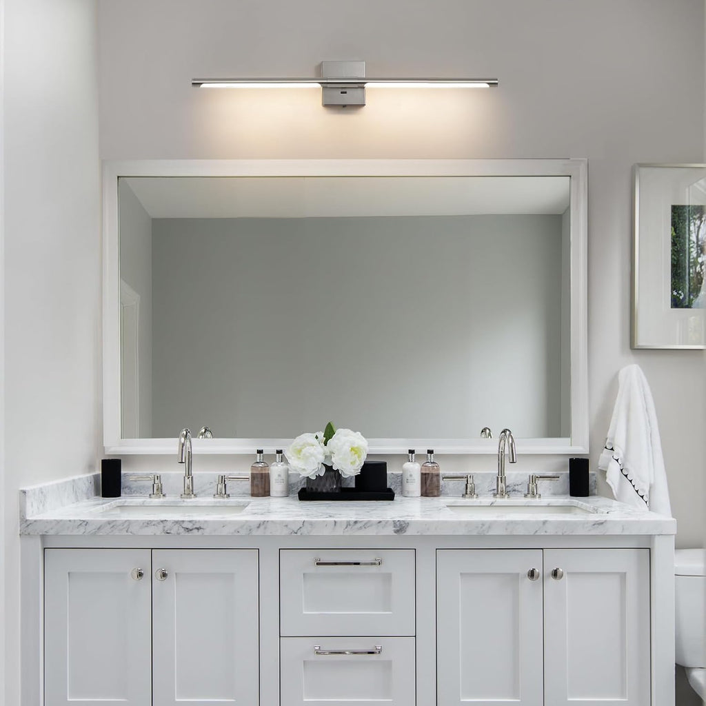 Brushed Nickel Vanity Light Fixtures Over Mirror 30 inch LED Bath Sconces IP44 5CCT Adjustable Morden Picture Lights