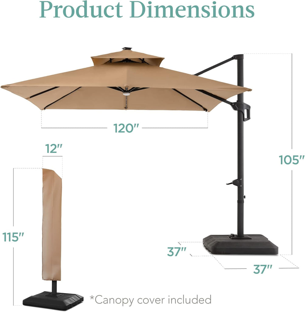 10x10ft Cantilever Patio Umbrella w/Base Included