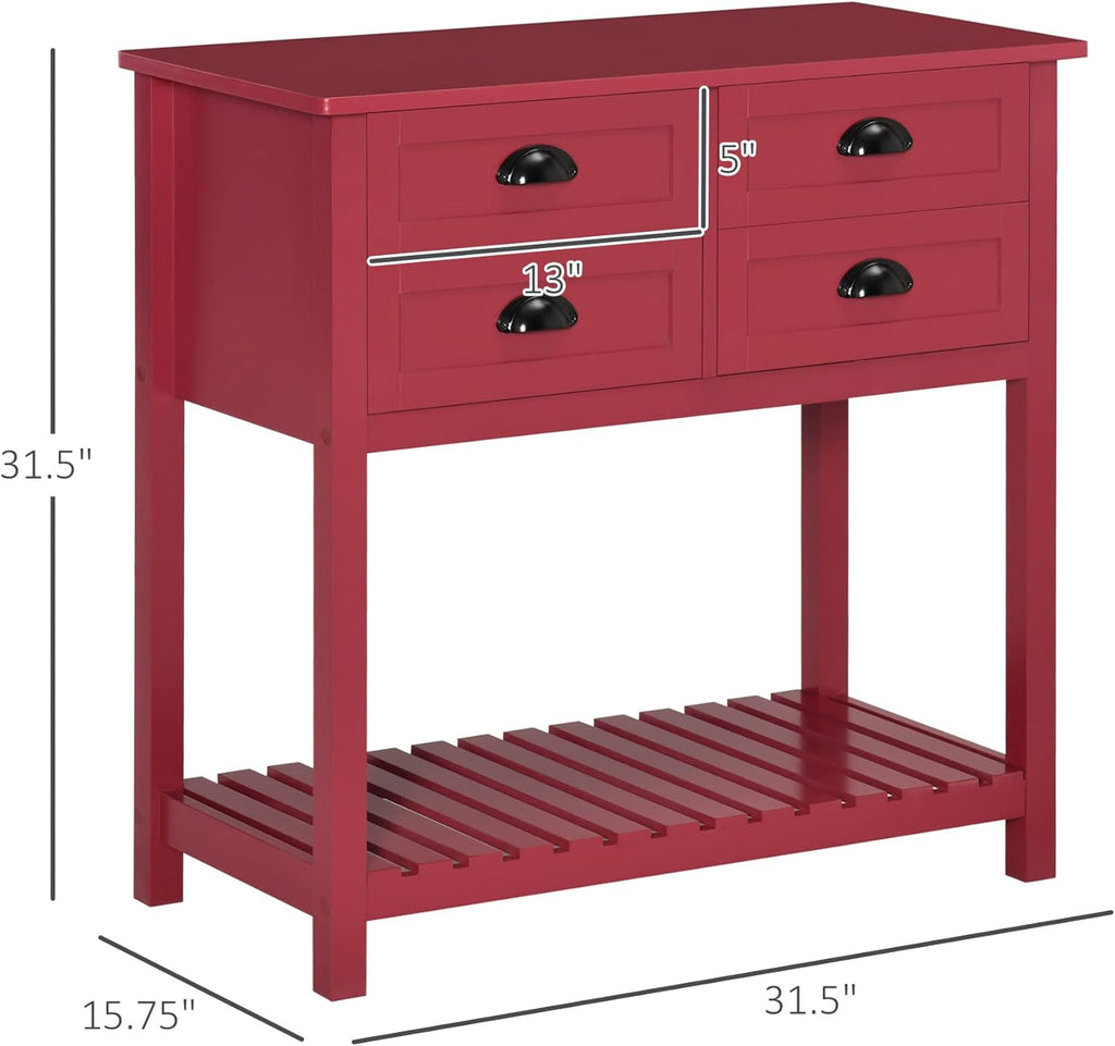 Sideboard Buffet Cabinet with Storage, Modern Coffee Bar Cabinet with 4 Drawers and Slatted Bottom Shelf