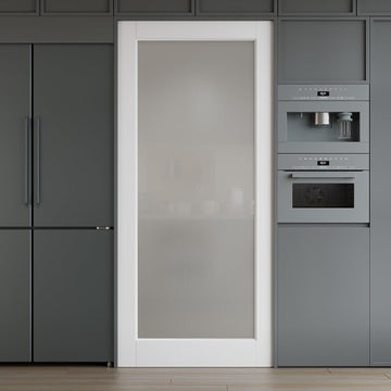 30 x 80 Interior Door Slab, Glass Door, Closet Door with Frosted Glass, Pantry Doors Solid Core 1 Panel Prebuilt Panel, Paintable, Privacy Protected