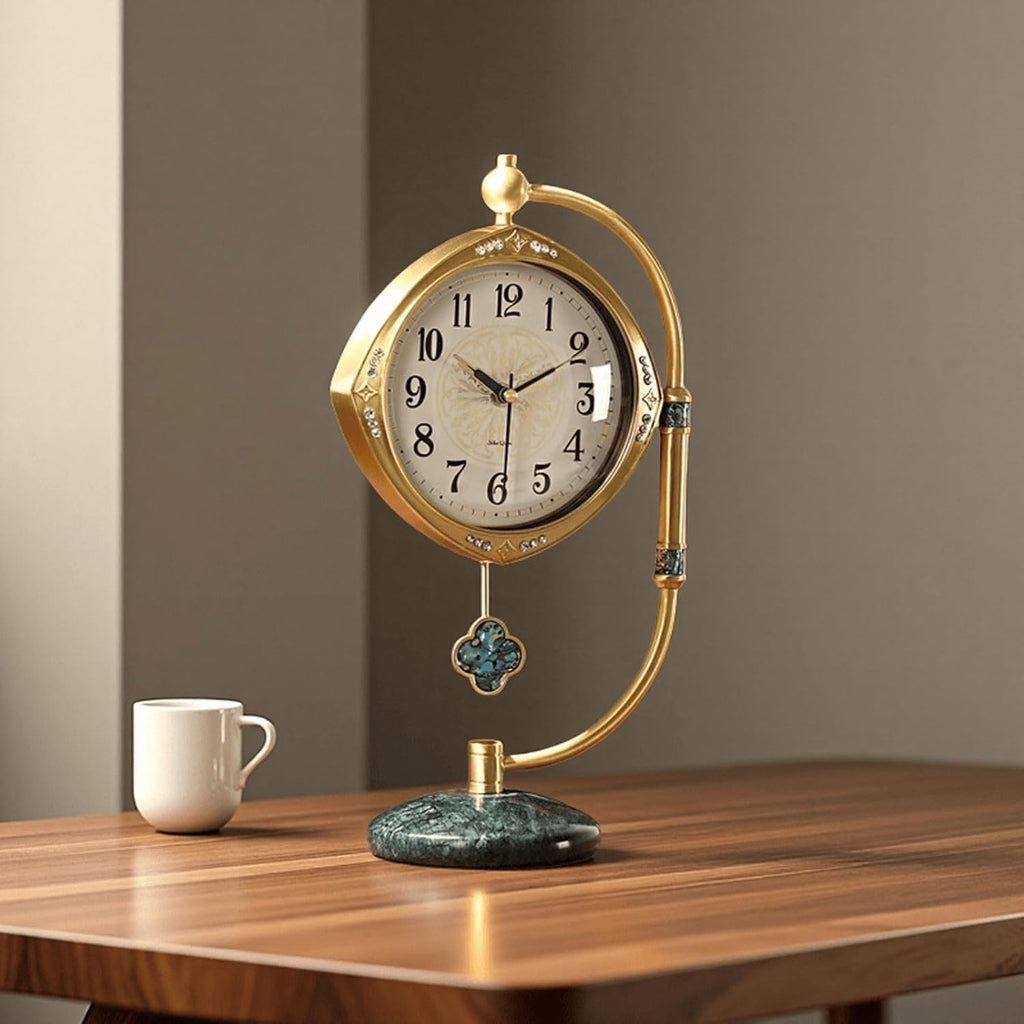Quartz Movement Brass Mantel Clock with Long Power Reserve