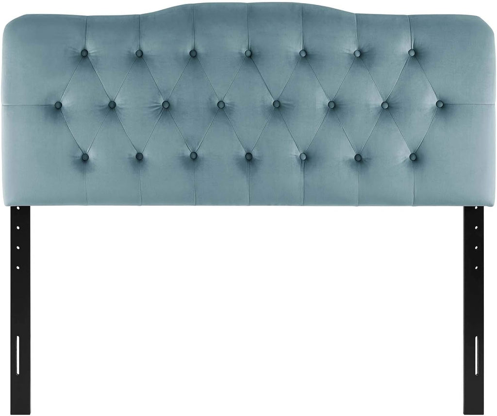 Annabel Diamond Tufted Performance Velvet King Headboard in Light Blue