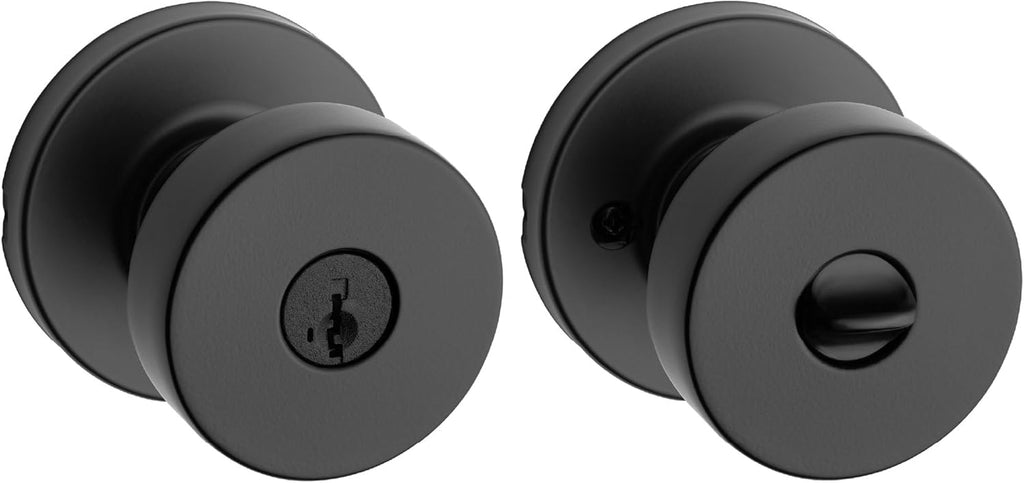 Pismo Entry Door Knob with Lock and Key, Secure Keyed Handle Exterior, Front Entrance and Bedroom, Matte Black