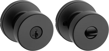 Pismo Entry Door Knob with Lock and Key, Secure Keyed Handle Exterior, Front Entrance and Bedroom, Matte Black