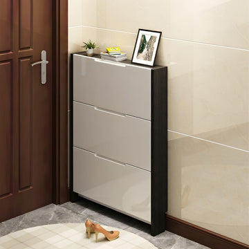Wall Mounted Shoe Storage Cabinet Organizer with Doors Flip-top Shoe Cabinet Space-Saving 17cm Ultra-Thin Shoe