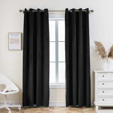 Velvet Curtains [2 Panels] Elegant Living Room Bedroom Window Drape Curtain, Grommet Eyelet Style (52" W x 95" L