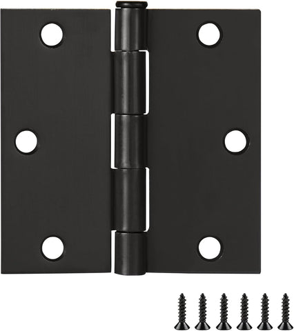 9-Pack Oil Rubbed Bronze Door Hinges - 3.5-inch x 3.5-inch - Square Corner Radius Steel Door Hinge
