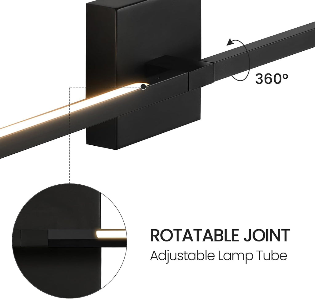 Black Bathroom Vanity Light 30 Inch 360° Rotatable 18W Dimmable 5CCT LED Black Bathroom Light Fixture Over Mirror