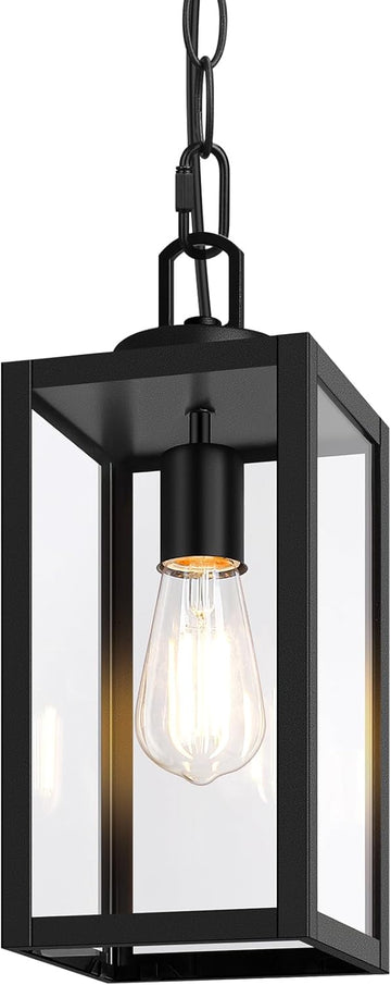 1-Pack Outdoor Pendant Light, 13” Modern Hanging Lantern Light for Outside