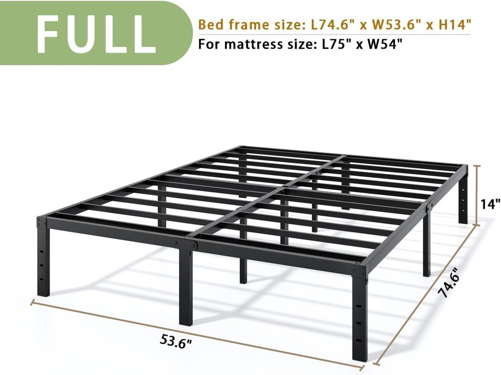 Metal Bed Frame Full - 14 Inch Heavy-Duty Full Platform Bed Frame No Box Spring Needed, Easy Assembly, Noise-Free