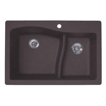 Swan .077 33-in L x 22-in W x 10-in H Granite Kitchen Sink, Nero
