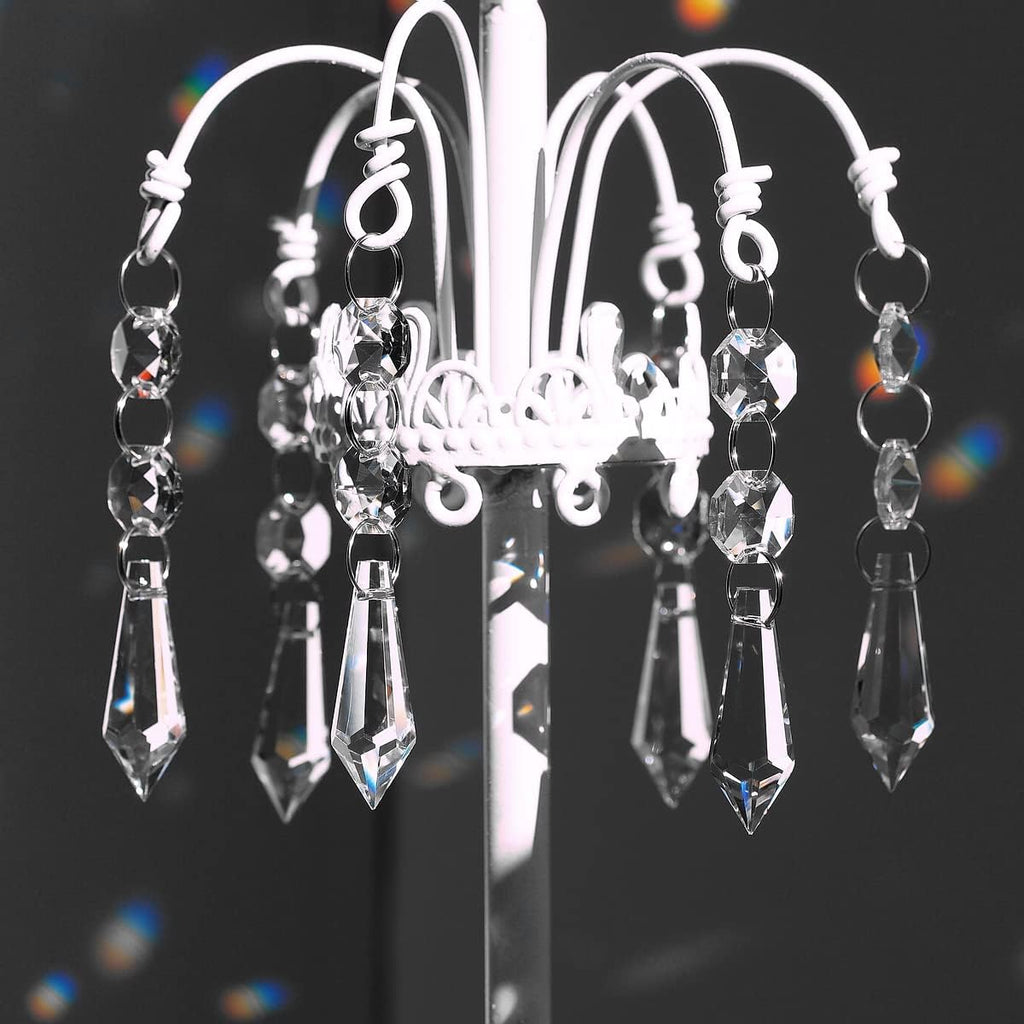 20pcs 38mm Chandelier Crystals Replacement Parts Prism Pendant - Clear Hanging Icicle Drop with Glass Octagon Beads