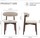 Wooden Dining Chairs Set of 2, Modern Fabric Upholstered Kitchen Side Chairs
