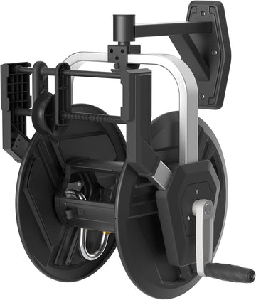 Garden Hose Reel, Wall Mounted 125FT 5/8" Hose Capacity, Heavy Duty Water Hose Reel for Outside, Retractable Hose