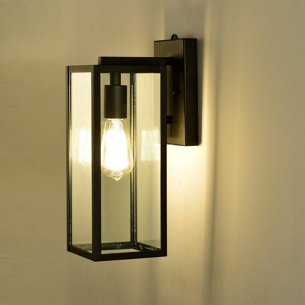 Dusk to Dawn Outdoor Lighting, 14.5 Inch Modern Farmhouse Exterior Wall Sconce with Clear Glass