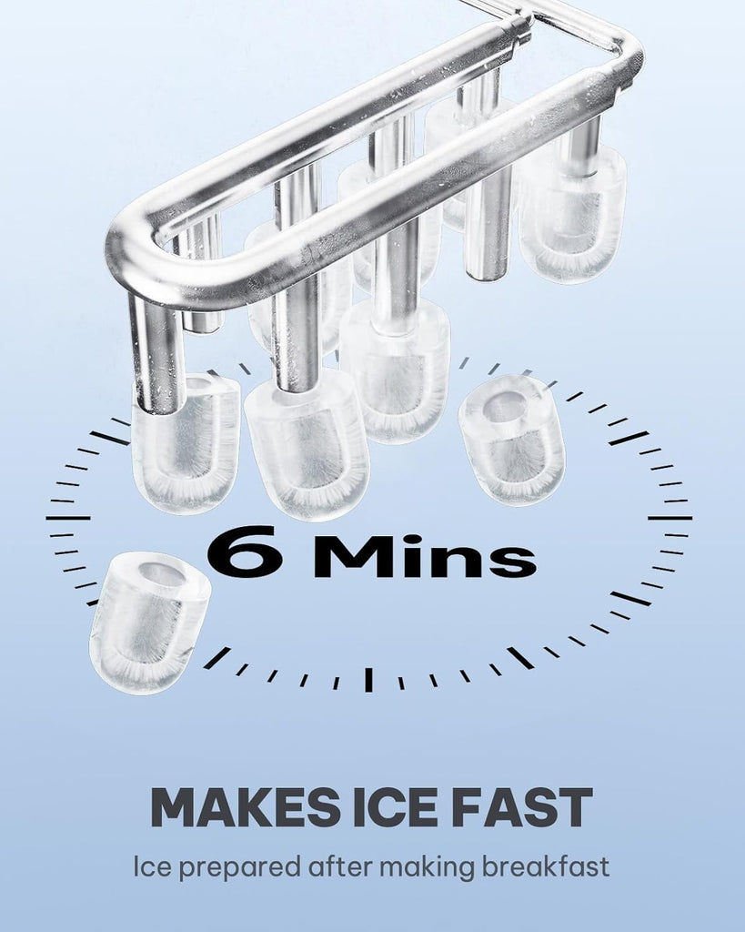 Ice Maker Countertop, Portable Ice Machine with Carry Handle, Self-Cleaning Ice Makers with Basket and Scoop, 9 Cubes