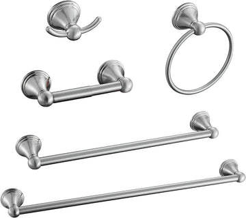 Nickel Bathroom Hardware Set, 5-Piece Bath Accessories Set Wall Mount Includes 20 in Towel Bar, 16 in Towel Bar