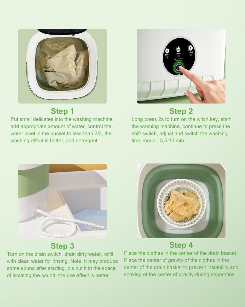 Portable Washing Machine, 16L Mini Washer Washer,3 Cleaning Modes Suitable For Home Apartments Dormitories, Hotels