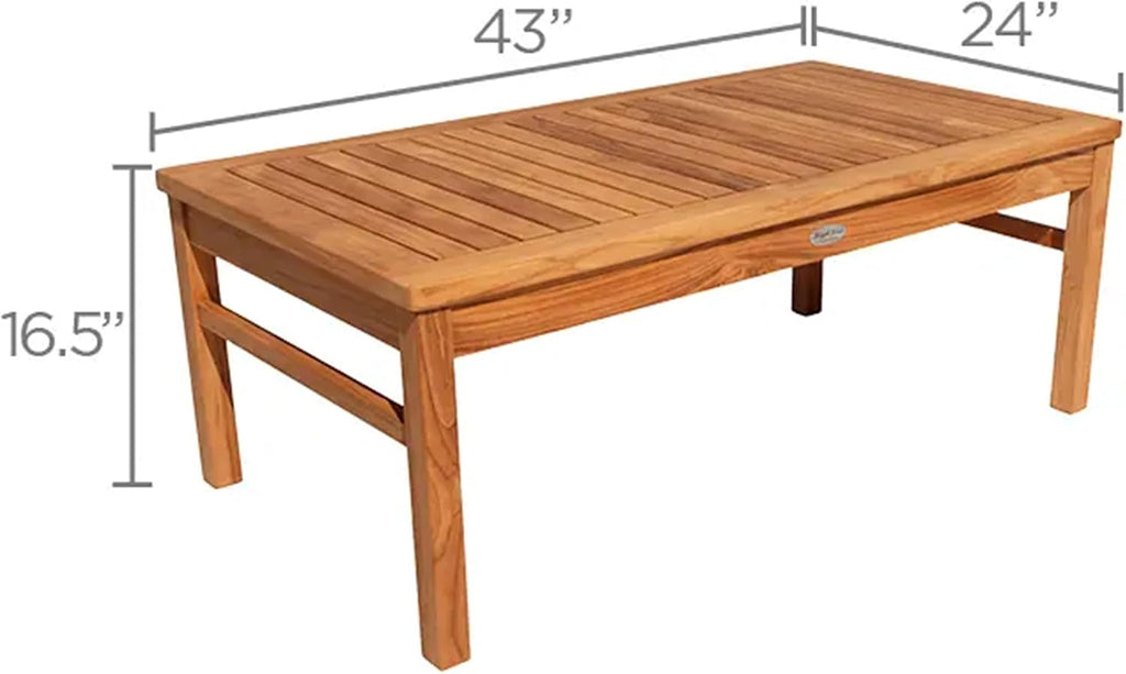 Miami Rectangular Teak Table, 43x24x17-Inch