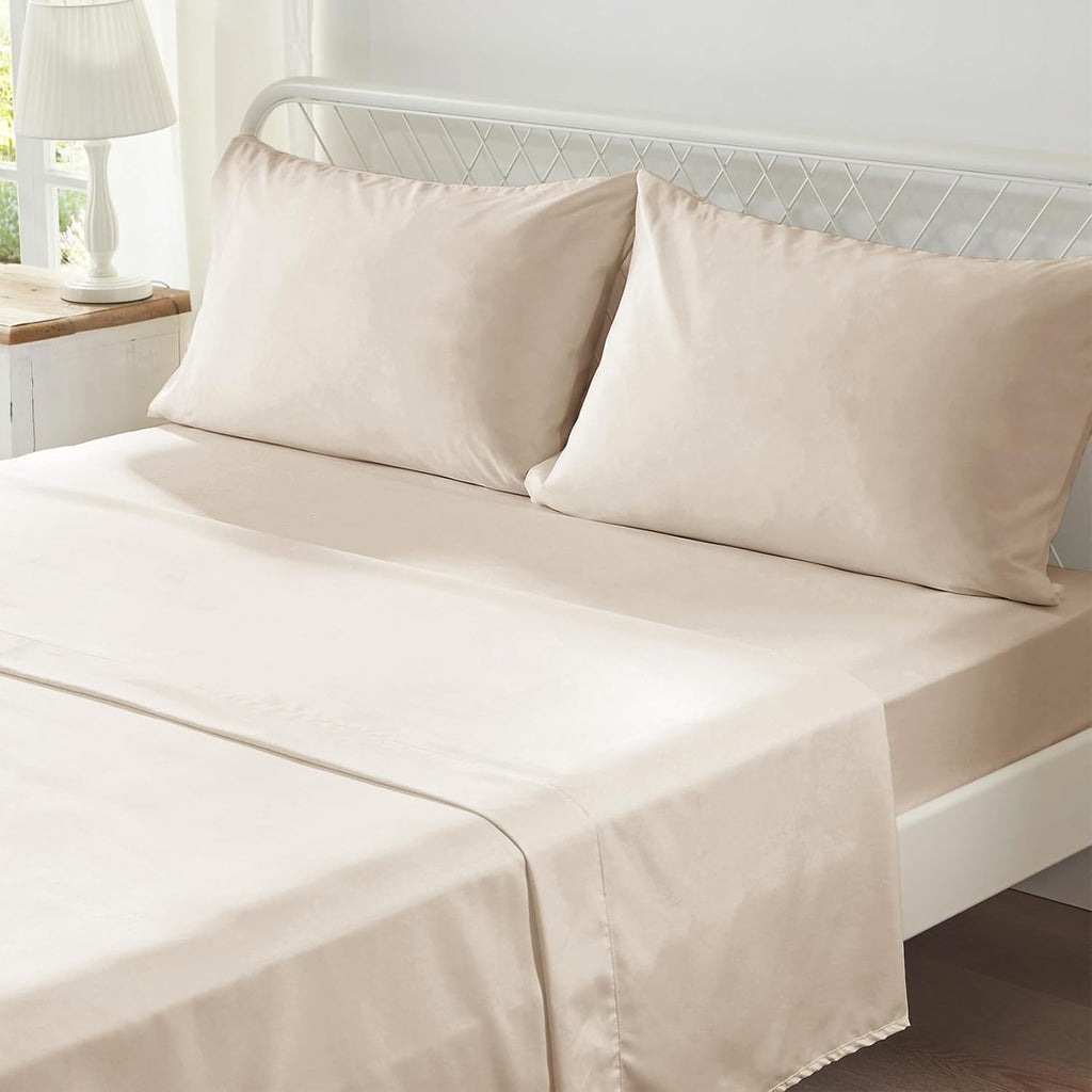 Comforter Set 7 Pieces, Beige Tufted Bed in a Bag with Comforter and Sheets