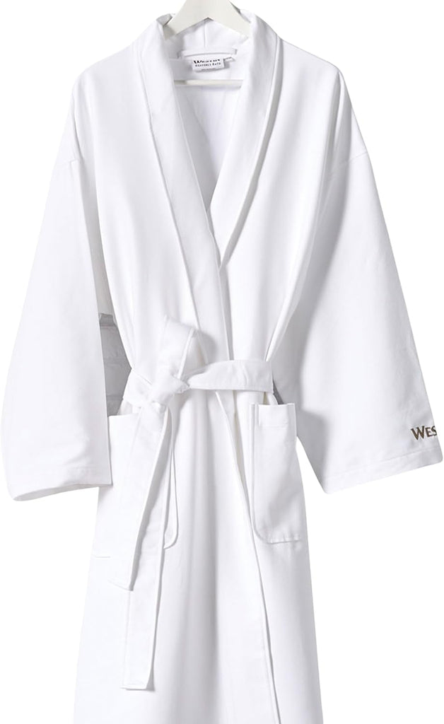 Spa Robe - Soft, Absorbent Microfiber Robe - White Lightweight Hotel Bathrobe - One Size