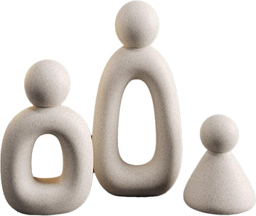 Abstract Family of 3 Figurines Modern Sculptures Home Decorative Accents TV Stand Decor Bookshelf Knick Knacks Gifts