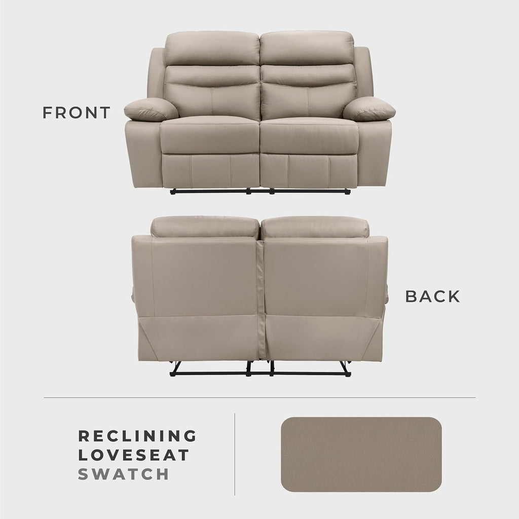 64" W Manual Reclining Loveseat, Top Grain Leather Match Reclining Love Seat, Home Theater Seating