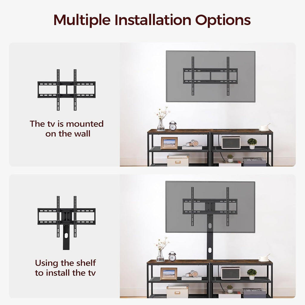 59" TV Stand with Mount and 4 Power Outlets, Entertainment Center Media Console, Swivel TV Stand Mount up to 75 inch