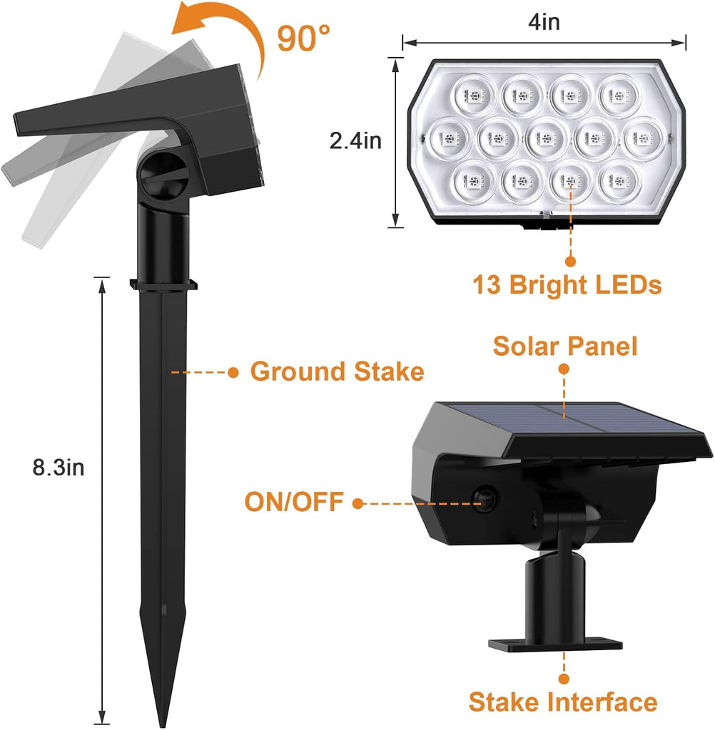 Solar Spot Lights Outdoor Color Changing,[7 Modes/4 Pack] Christmas IP65 Waterproof Landscape Spotlights, Dusk to